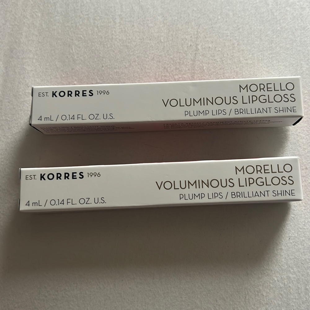 KORRES Morello voluminous lipgloss. Set of 2. New!